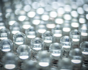 Extreme Macro Close-Up of a Field of Lit LED Light Bulbs