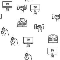 Hobby Leisure Time Vector Seamless Pattern Thin Line Illustration