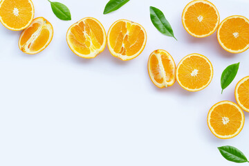High vitamin C, Juicy and sweet. Fresh orange fruit on white.
