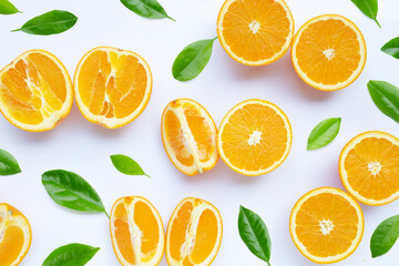High vitamin C, Juicy and sweet. Fresh orange fruit on white.