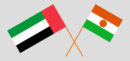 Crossed flags of the United Arab Emirates and the Niger