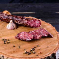 Homemade sausages in a traditional smoker smoked sausage. Traditional food Smoked sausages meat In Smokehouse. homemade rustic sausage