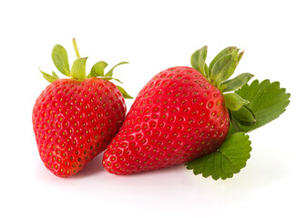 Two fresh strawberries isolated