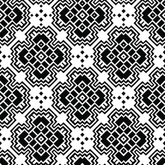  Geometric vector pattern with triangular elements. Seamless abstract ornament for wallpapers and backgrounds. Black and white colors.