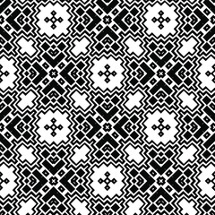 Geometric vector pattern with triangular elements. Seamless abstract ornament for wallpapers and backgrounds. Black and white colors.