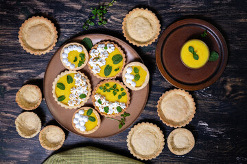 Traditional french lemon tart, top view