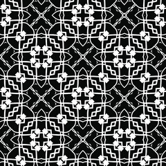 Geometric vector pattern with triangular elements. Seamless abstract ornament for wallpapers and backgrounds. Black and white colors.