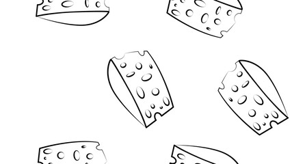 Cheese pieces seamless pattern seamless pattern on a white background for wallpaper, wrapping, packing, and backdrop