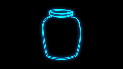 Glowing neon line Glass jar with candies inside icon isolated on black background. Colorful outline concept.
