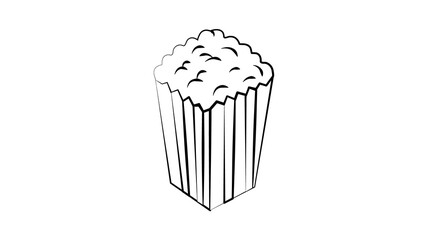illustration with sketch popcorn bucket. Cinema snack. Hand drawn fast food. Movie Time poster