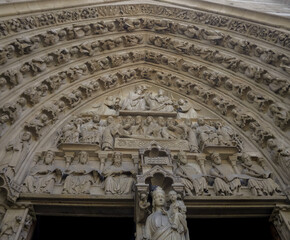 detail of the cathedral of notre dame de paris