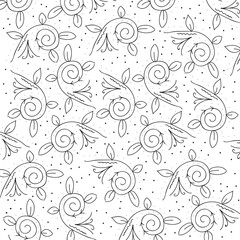Pattern ornamental curved branches with leaves