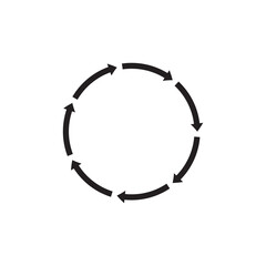Round arrows in black, great design for any purpose. Abstract icon.
Flat pattern with circular arrows in black on a white background. Up arrow button symbol. Simple illustration.