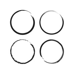 Modern abstract icon with black brush circles. grunge circles. outlining circles. Brush circles. ink circles. vector illustration. Watercolor texture. The background is isolated.