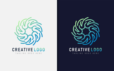 Abstract Creative Logo Design Based From Geometric Colorful Lines. Vector Logo Illustration.