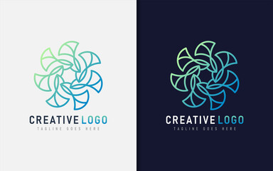 Abstract Creative Logo Design Based From Geometric Colorful Lines. Vector Logo Illustration.