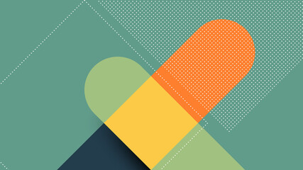 Abstract Modern Background with Triangle Papercut Style and Blue Orange Pastel Color