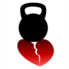 The weight lies on the heart. The concept of eating junk food, weight loss.