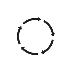 Round arrows in black, great design for any purpose. Abstract icon.
Flat pattern with circular arrows in black on a white background. Up arrow button symbol. Simple illustration.