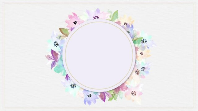 frame with watercolor flowers animated 