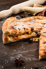 homemade cake with banana and chocolate