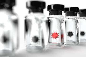 Omicron delta Mutant virus in a vaccine bottle, coronavirus COVID 19 variant 