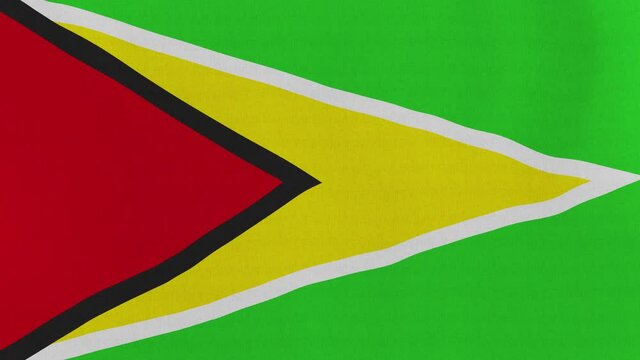 Loopable: Flag of Guyana...Guyanese official flag gently waving in the wind. Highly detailed fabric texture for 4K resolution. 15 seconds loop.