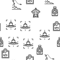 Wingsuiting Sport Vector Seamless Pattern Thin Line Illustration