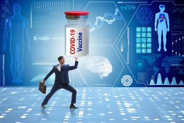 Businessman in covid-19 coronavirus vaccination concept