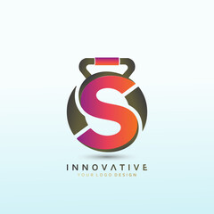 The Gym Fitness logo design. Dumbbell icon Vector logo design template idea.