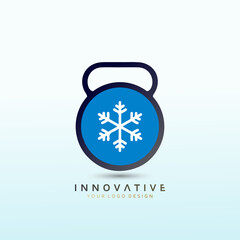 Snow Fitness logo design. Dumbbell icon Vector logo design template.