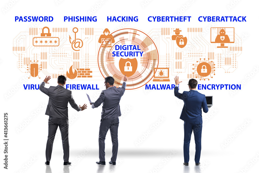 Poster digital security concept with key elements