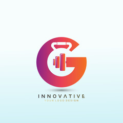 Letter G Fitness logo design. Dumbbell icon Vector logo design template.