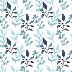 Seamless watercolor pattern with leaves illustrations. 