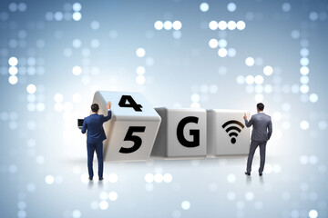 Businessman in transition from 4G to 5G