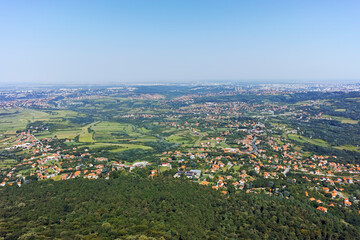 Landscape from Avala Tower near city of Belgrade, Serbia