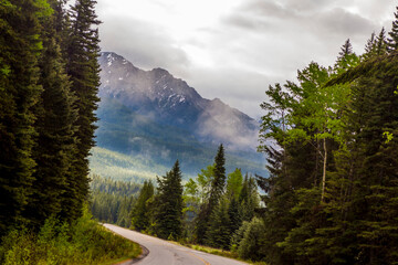 misty, mountain road, Canada