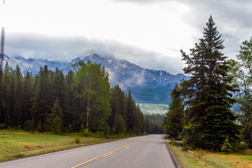 misty, mountain road, Canada