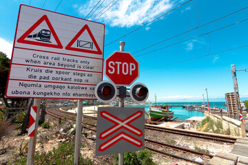 signs at train station Muizenberg, cape town