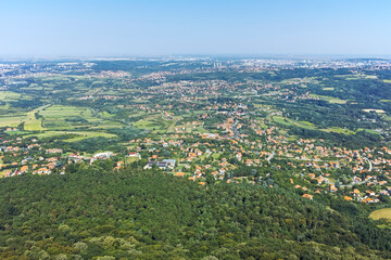 Landscape from Avala Tower near city of Belgrade, Serbia