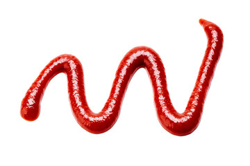 ketchup sauce isolated on white background. tomato sauce cut out. design element. studio shot. above view