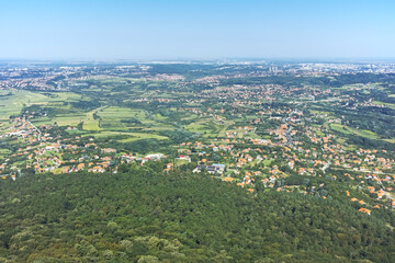 Fototapeta na wymiar Landscape from Avala Tower near city of Belgrade, Serbia