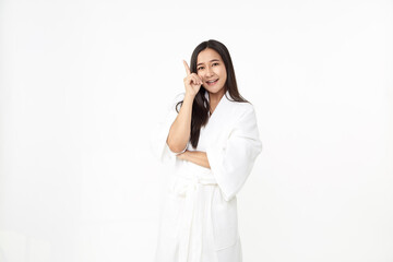 Young Asian woman wearing a bathrobe