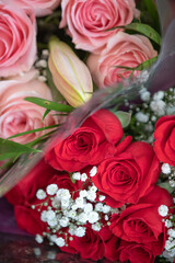 Pink and Red Roses in a bunch