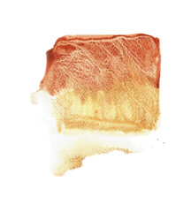 Watercolor hand painted background in orange and yellow warm colors isolated on white. 