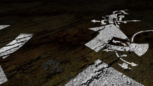 Karma text on a crossroad in different ways of arrows on grunge background