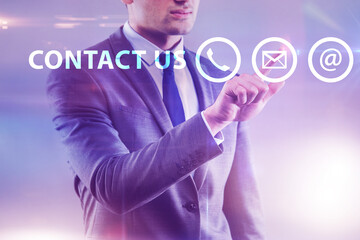 Businessman pressing in communication concept