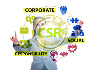 Concept of CSR - corporate social responsibility with businesswo