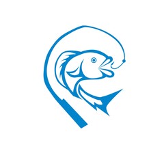 fish lured silhouette logo design. fishing logo in blue. logo for fishing club