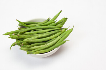 green beans on white background